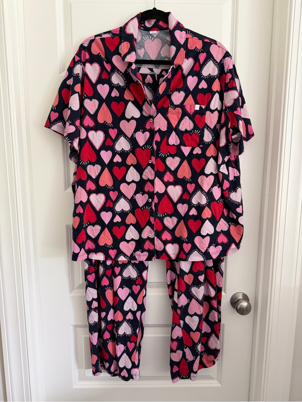 Old Navy Navy Pink & Red Heart-Print Pajama Set
